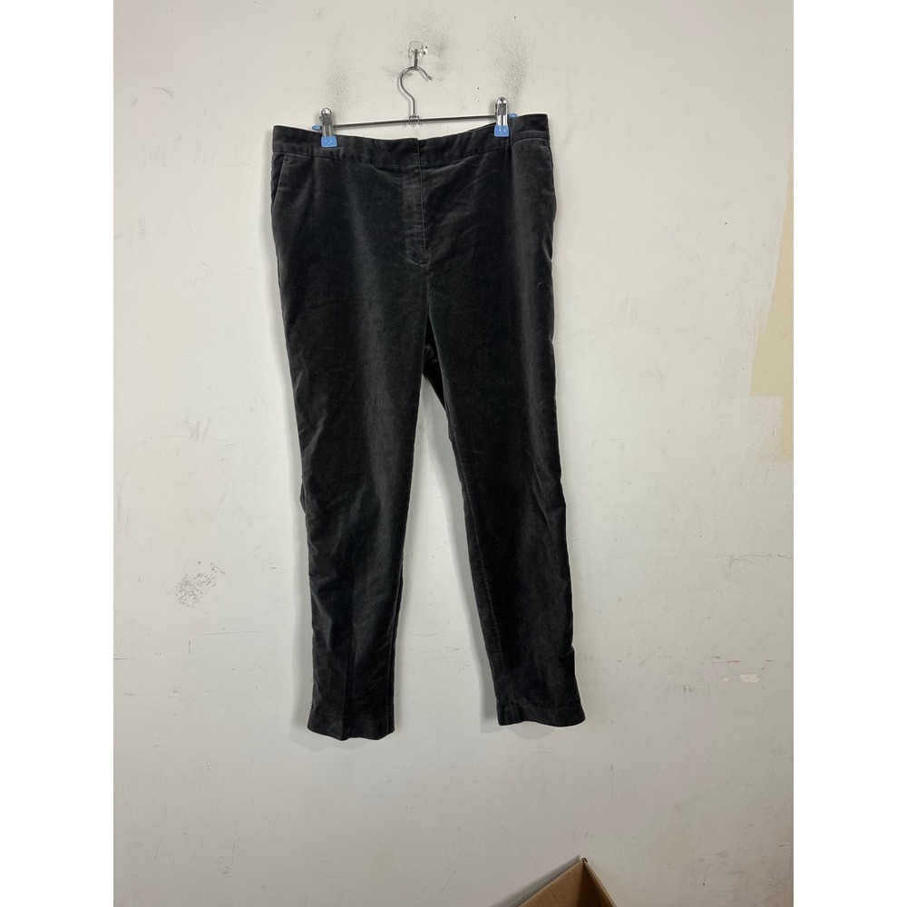 Ann Taylor Womens 10 Velvet Trousers Charcoal Gray Slim Leg Pants Stretch Velvet